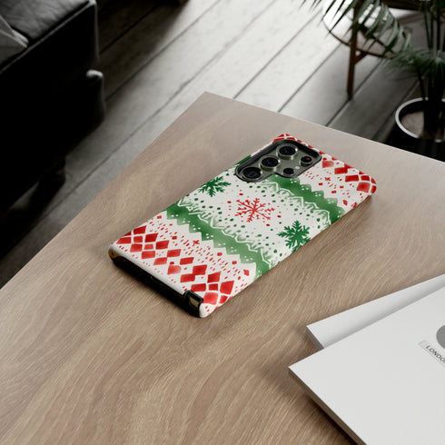 Watercolor Christmas Knitting - Impact Resistant Phone Case